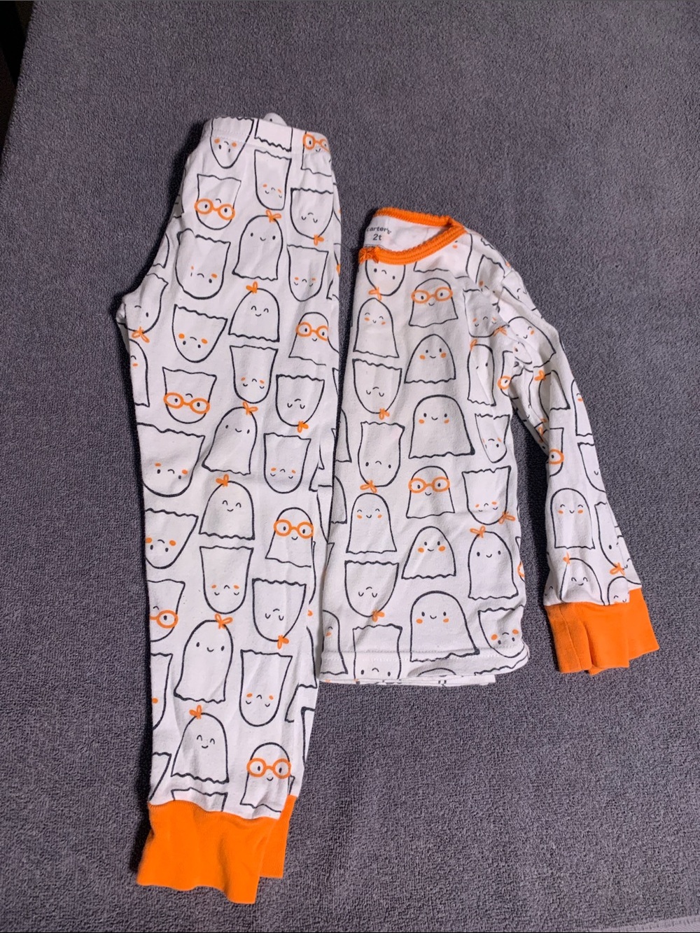 Carter's White and Orange Ghost Print Pajama Set
